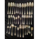 A collection of silver flatware, various marks, mostly Georgian, some crested, approx 1697g