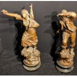 A pair of large French spelter figures