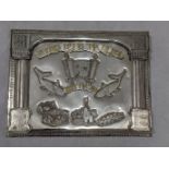A silver plaque commemorating Purim, 1310g, H.28cm W.36cm