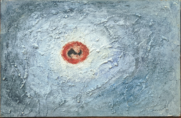 William John Bertram Newcombe (Canadian, 1907-1969), Red in Blue, oil on board, H.61cm W.76.5cm