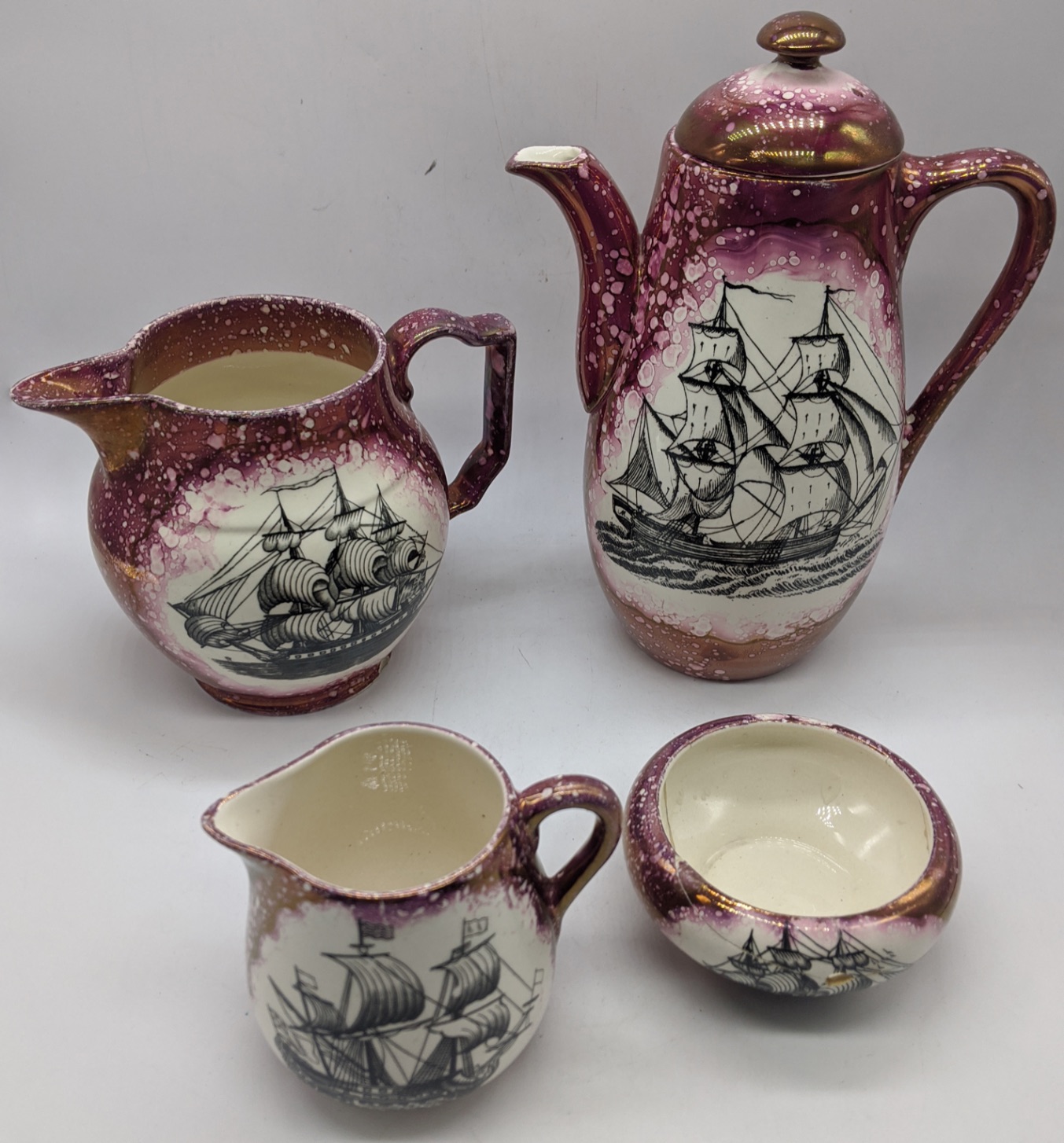 A collection of Gray s Pottery, pattern A7967 splashed lustre, mid-20th century, to include a tea