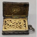 A Continental silver vinaigrette, gilt interior