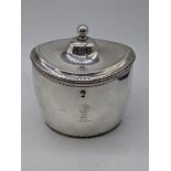 A late 18th century Dutch silver tea caddy, crest to front, 285g, H.13cm W.11.5cm
