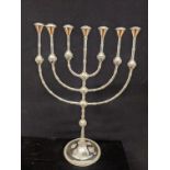 A large Bezalel silver menorah, 1072g, H.56cm