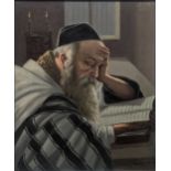 Konstantin Szewczenko (Polish, 1915-1991), Rabbi Studying, oil on canvas, signed lower right, H.50