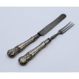 A 19th Century Austrian silver knife and fork set, assayed Prague pre-1867. (2)