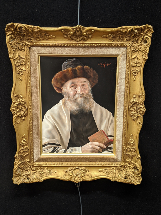 Otto Eichinger (Austrian, 1922â€“2004), Portrait of a Rabbi, oil on board, signed upper right, H. - Image 2 of 2