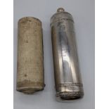 A silver cased Megillah Esther scroll, hallmarked London, 1926, maker Moshe Rubin, 201g (case)