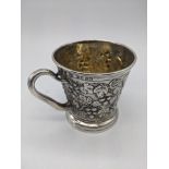 A Victorian Hunt & Roskell silver cup, leaf and grape designs, gilt interior, engraving to base,