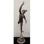 After Giovanni da Bologna, Mercury, bronze sculpture, raised on marble base, H.70cm
