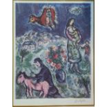 After Marc Chagall (1887-1985), Sur La Route Du Village, lithographic print, signature within print,