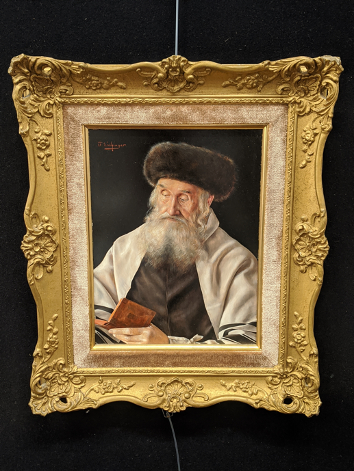 Otto Eichinger (Austrian, 1922â€“2004), Portrait of a Rabbi, oil on board, signed upper left, H.32. - Image 2 of 2