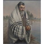 Konstantin Szewczenko (Polish, 1915-1991), Rabbi Praying By The Water, oil on canvas, signed lower