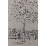Theodore Casimir Roussel (1847-1926), Chelsea Embankment, June, 5PM, 1889 etching, 1889, signed in