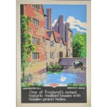 An original Midland Red bus transport Harvington Hall poster, offset lithograph, H.76cm W.51cm