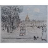 Jean-François Raffaëlli (French, 1850-1924), Les Invalides, 1894, drypoint with aquatint, on