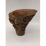 A Chinese carved bamboo libation cup