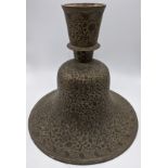 An early 20th century Indian hookah base, etched scrolling decoration, H.25cm D.26cm