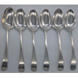 A set of 6 George III silver tablespoons by Hester Bateman, dragon crests to terminals, London