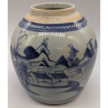 A Chinese early 20th century blue and white vase, H.16.5cm
