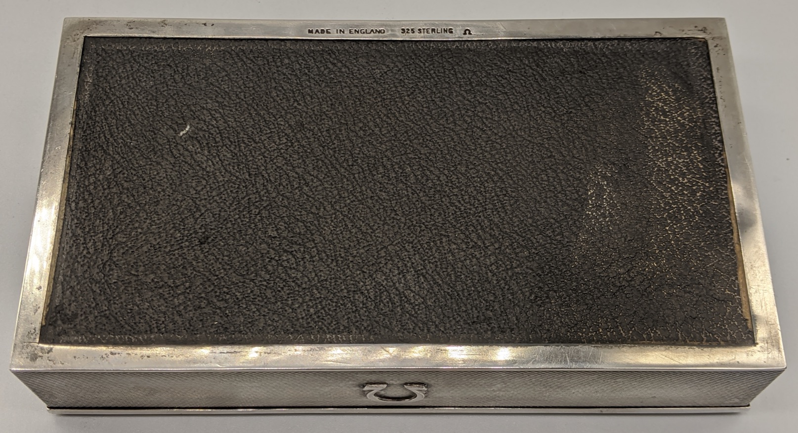 An Omega silver watch box, engine turned finish, hallmarked Birmingham, 1957, maker Atkins Bros - Image 5 of 6