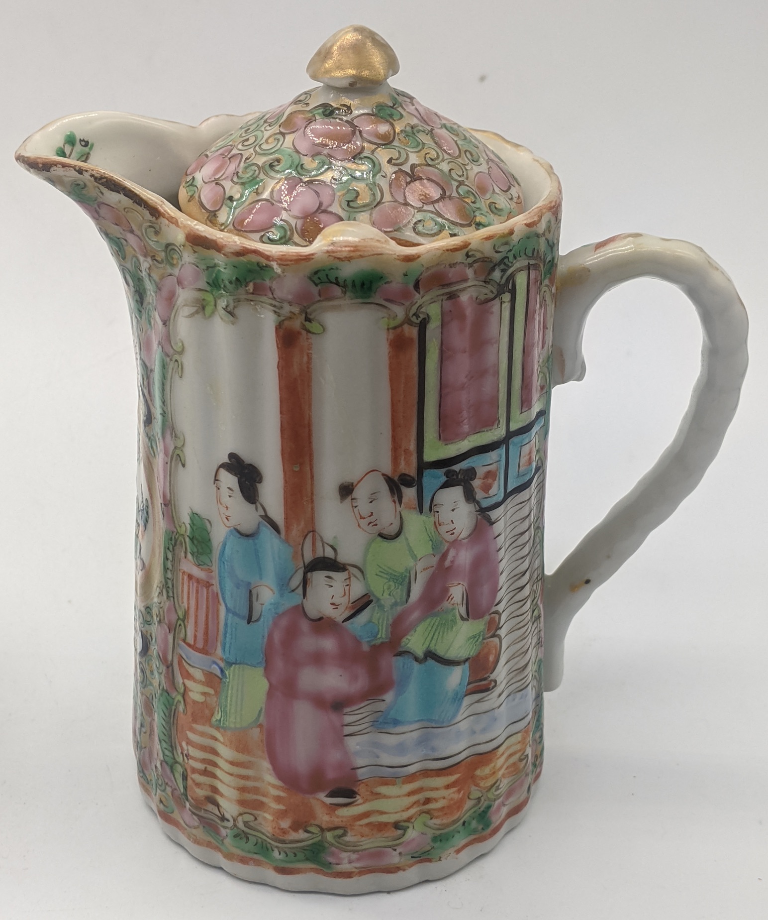 A late 19th century Chinese famille rose porcelain jug H.12cm, together with a famille rose - Image 2 of 5