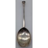 A Charles I silver seal-top spoon by William Cary, London 1641, fig shaped bowl, faceted stem, the