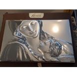 An Italian silver plaque depicting The Virgin Mary, signed and marked to lower right, 20cm x 30cm