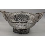 A large early 20th century century silver basket, pierced fretwork, hallmarked Birmingham, 1926,