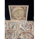 After Andreas Celarius, 8 celestial maps, 20th century, 1 framed,