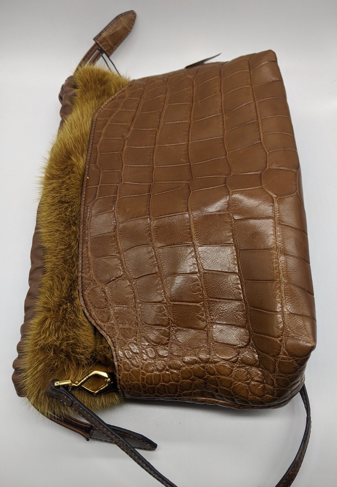 Burberry The Little Crush handag, alligator body with gold mink fur trim and gilt metal hardware, - Image 11 of 12