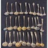 A collection of Georgian silver ladles, various marks, mostly Georgian, 1,170g (30 items)