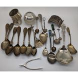 A collection of silverware, various marks, total silver weight approx. 450g