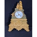 A 19th century ormolu mantel clock, figural surmount, 8 day movement, H.30cm