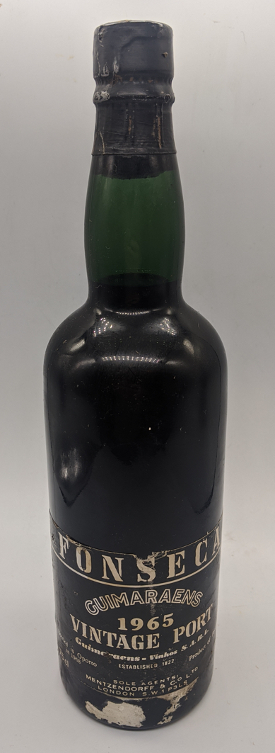 A bottle of vintage 1965 Fonseca port,