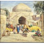 Contemporary Russian School, a Middle Eastern market scene, oil on canvas, signed in Cyrilic to