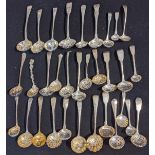 A collection of Georgian silver ladles, various marks, mostly Georgian, 1,210g (32 items)