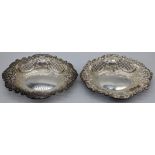 A pair of silver bonbon dishes, hallmarked London, 1965, 168g L.16cm