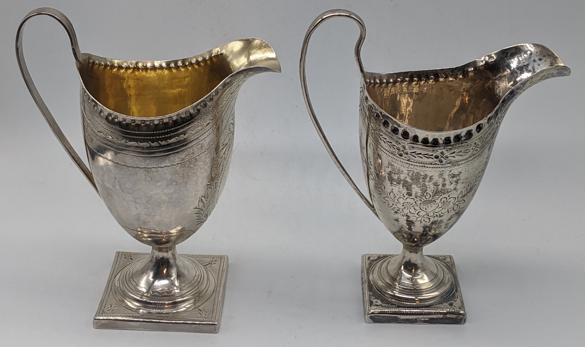 A George III cream jug, etched decor and vacant cartouche, hallmarked London, 1799, maker William - Image 2 of 7