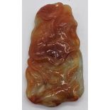 A Chinese jade carving in the form of lilley pads, L 6.5cm