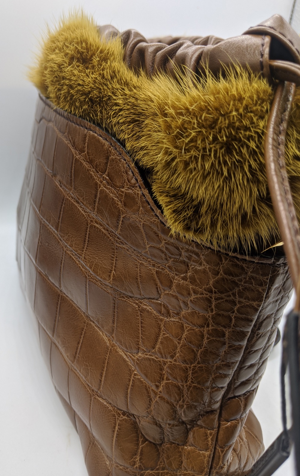 Burberry The Little Crush handag, alligator body with gold mink fur trim and gilt metal hardware, - Image 7 of 12