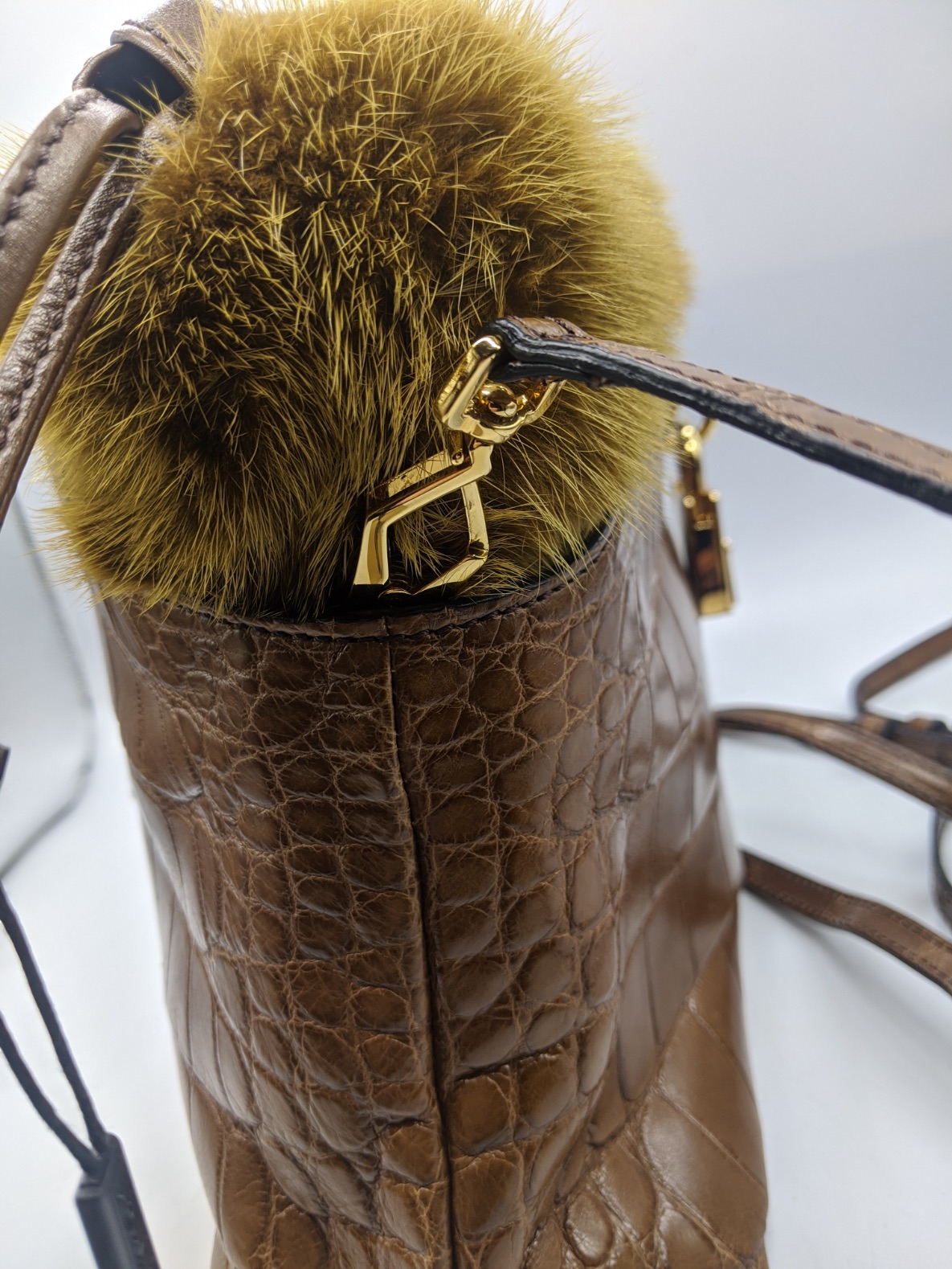 Burberry The Little Crush handag, alligator body with gold mink fur trim and gilt metal hardware, - Image 4 of 12