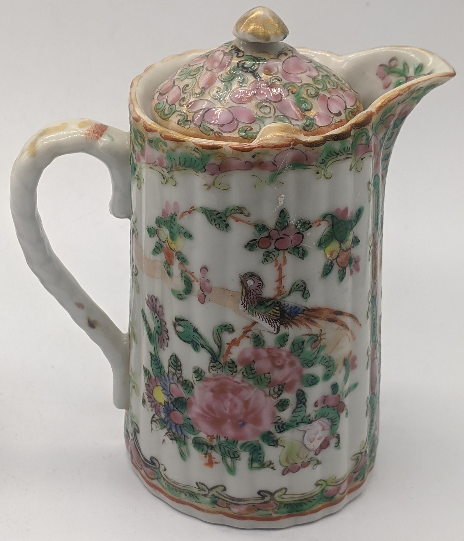 A late 19th century Chinese famille rose porcelain jug H.12cm, together with a famille rose - Image 3 of 5