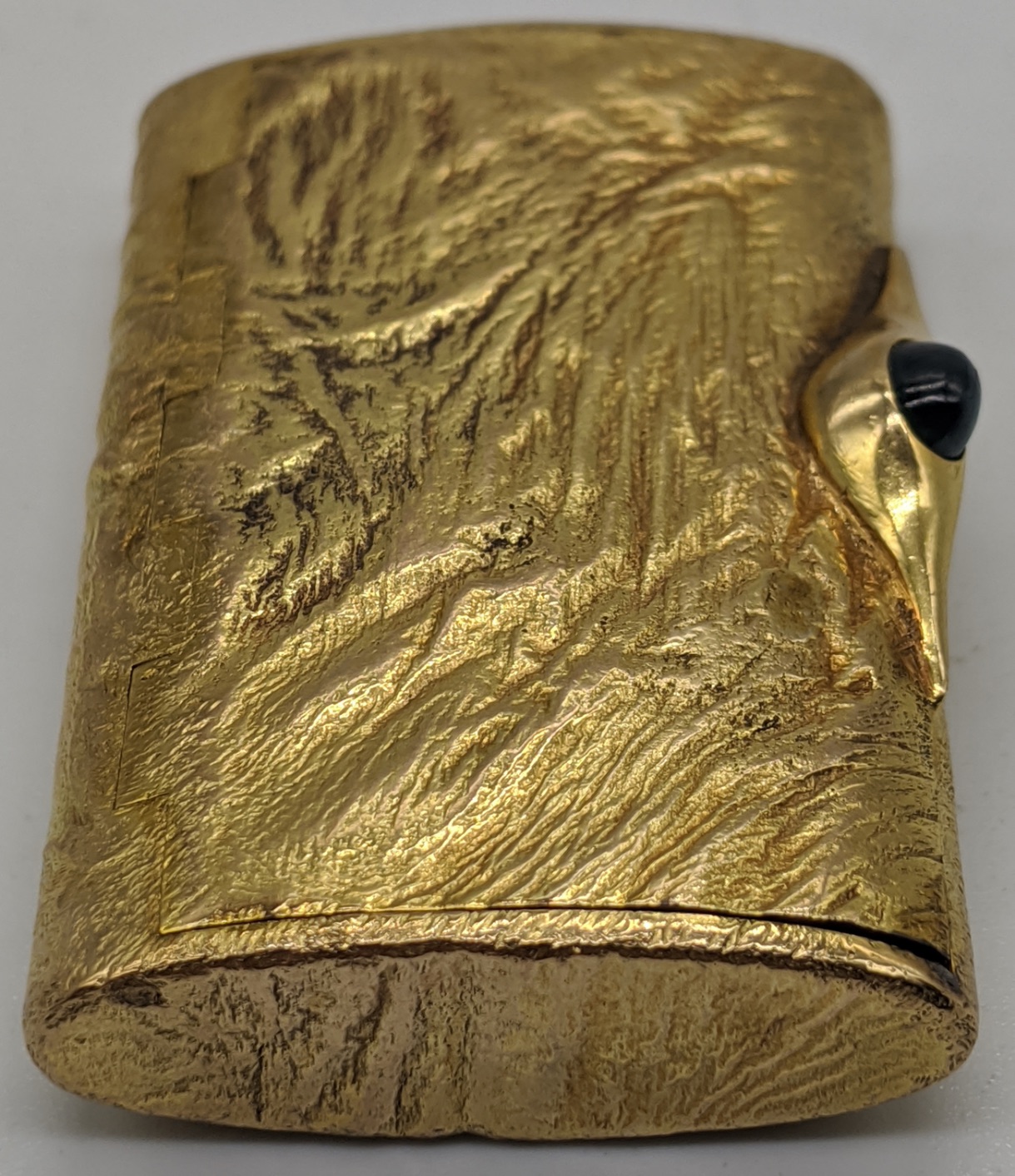 A Dunhill 9ct gold box, mounted with Sapphire thumb piece, hallmarks to the interior body and - Image 7 of 7