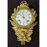 A Louis XV ormolu eagle wall clock, eight day movement, H.22cm