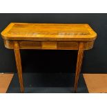 A 19th century marquetry inlaid folding card table, green felt, H.73cm W.91cm