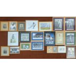 A collection of cricket memorabilia to include a signed Surrey cricket photo, photorgaphs, prints,