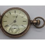 Illinois Watch Company gold front and back pocket watch, Roman numeral, subsidiary dial, engraved