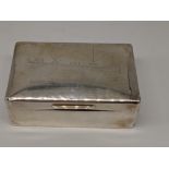 An early 20th century silver cigar, depicting a ship with engraving, hallmarked London 1925-26,