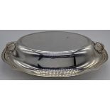 A North American silver tureen and twin handled cover, 753g, L.26cm